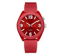 GBB Orologio da polso da donna, al quarzo, alla moda, unisex, facile da leggere, impermeabile, con cinturino in silicone, movimento silenzioso e luminoso, Rosso