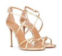 GBBRZKTB Tacchi Alti Sandali Fibbia Cinturino Incrociato Donna Punta Aperta Lavoro Sposa Festa Sera 11cm,Gold-35