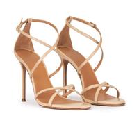 GBBRZKTB Tacchi Alti Sandali Fibbia Cinturino Incrociato Donna Punta Aperta Lavoro Sposa Festa Sera 11cm,Nude-38