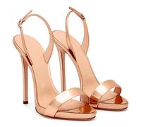 GBBRZKTB Tacchi Alti Sandali Punta Aperta Stiletto Donna Cinturino Alla Caviglia Regolabile Scarpe Festa Sposa 12cm,Rose gold-39