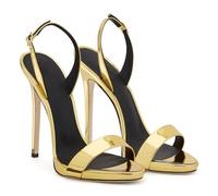 GBBRZKTB Tacchi Alti Sandali Punta Aperta Stiletto Donna Cinturino Alla Caviglia Regolabile Scarpe Festa Sposa 12cm,Gold-44