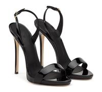 GBBRZKTB Tacchi Alti Sandali Punta Aperta Stiletto Donna Cinturino Alla Caviglia Regolabile Scarpe Festa Sposa 12cm,Black-36