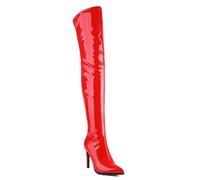 GBBRZKTB Tacchi Alti Stivali Sopra Ginocchio Donna Punta Stiletto Elasticizzati Stivali Lunghi Scarpe Pole Dance 10cm,Red-39
