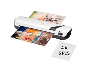 GBC Inspire+/Rexel Style 2104511 - Laminatrice A4, con 5 buste per plastificazione a freddo e termica, formato A4, tempo di riscaldamento rapido di 4 minuti, ideale per casa e ufficio, colore: bianco
