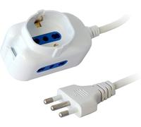 GBC Multipresa compatta 3 posti 10-16A -Schuko, con alveoli protetti e lunghezza cavo e 1,3 m