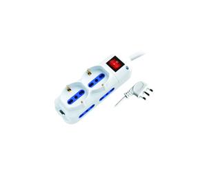 GBC Multipresa compatta 6 posti, con presa 10/16A - Schucko, interruttore On/Off e lunghezza cavo 1.5 m 22.0556.85