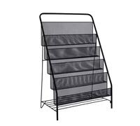 GBEVAUEIO Espositore Scaffale for giornali creativo pieghevole for ufficio Portariviste in ferro Espositore for brochure da pavimento semplice for soggiorno Libreria(Nero)