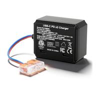 Gbformat 60W USB Type C Power Only for USB C Tablet as Pad, Alimentatore Tablet USBC da Parete da Incasso Potenza con Negoziazione Automatica per Scatola di Derivazione da 86 x 86 mm（Doppio Type-C）