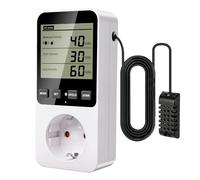 Gbformat Termostato Igrostato da 230V,Digitale Termostato Regolatore Temperatura e Umidità LCD Multifunzione con Timer e Sonda per Serra/Acquario/Riscaldamento/Terrario/Acquario/Rettili/Incubatore