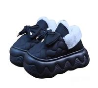 GBGRHM Pantofole da donna con plateau da 5,8 cm, in finta pelliccia, calde e soffici, scarpe da casa invernali Y2k estetiche carine e accoglienti, Black_closed-back, 37 EU