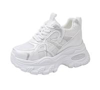 GBGRHM Scarpe da ginnastica da donna con plateau grosso e supporto per arco plantare da 5,1 cm, leggere in rete, per un comfort, bianco sporco, 38.5 EU