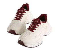 GBGRHM Scarpe da ginnastica da donna con plateau grosso e supporto per arco plantare, leggere da 5 cm, per un comfort tutto, Bianco sporco/rosso, 35 EU