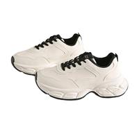 GBGRHM Scarpe da ginnastica da donna con plateau grosso e supporto per arco plantare, leggere da 5 cm, per un comfort tutto, Bianco sporco/nero, 36 EU