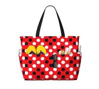 gbhJGK Bella stampa girasole grande capacità borsa tote da viaggio - tasche multiple per spiaggia, campeggio, palestra, vacanze e uso quotidiano, A pois bianchi e rossi., Taglia unica