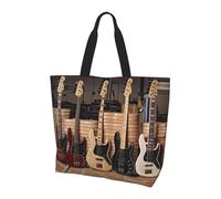 gbhJGK Borsa a tracolla con stampa di strumenti musicali per chitarra, basso, borsa da donna, borsa per la spesa, leggera, da viaggio e per la vita quotidiana, Chitarra Basso Strumenti musicali