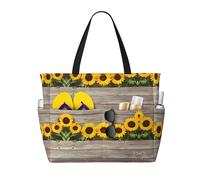 gbhJGK Borsa da viaggio di grande capacità con stampa di fiori di papavero, tasche multiple per spiaggia, campeggio, palestra, vacanze e uso quotidiano, Girasole in legno, Taglia unica