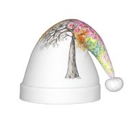 gbhJGK Cappello natalizio per bambini, morbido cappello di Babbo Natale con stampa albero primaverile quattro stagioni, copricapo unisex per Natale e Capodanno