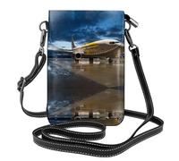 gbhJGK Piccola borsa per cellulare con stampa di mappamondo antica, borsa a tracolla, design in pelle per uso quotidiano, viaggi e shopping, Aereo nella luce di sera, Taglia unica