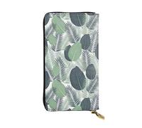 gbhJGK Portafoglio in pelle con stampa bandiera delle Mauritius - Pochette leggera bifold con porta carte, tasca portamonete - Design sottile alla moda, Foglie tropicali verdi., Taglia unica