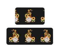 gbhJGK Set di 2 tappetini da cucina con stampa floreale con gnomo e ape, comodi tappetini per lavanderia, sala da pranzo, lavandino, colore: giallo