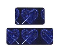 gbhJGK Set di 2 tappetini da cucina con stelle cadenti e cuori stampati, comodi tappetini per lavanderia, sala da pranzo, lavandino, zona lavanderia
