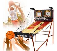 GBHJJ ARO de Baloncesto con Marcador ElectróNico, PuntuacióN ElectróNico, MáQuina Tiro Doble, Juego Arcade Baloncesto Plegable, 5 Balones de Baloncesto NúMero 3, Entretenimiento en Casa