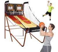 GBHJJ Canestro da Basket con Punteggio Elettronico, Gioco Arcade da Basket Pieghevole, Macchina Spara-Palloni Doppio, Punteggio Elettronico, 5 Palloni da Basket N. 3, per Bambini e Adulti