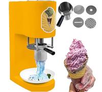 GBHJJ Macchina Automatica per Gelato, Macchina Elettrica per Gelato agli Spaghetti da 80 W, con 4 Diverse Forme di Stampo, Macchina per Gelato Soft da Banco per Feste e Catering,Yellow