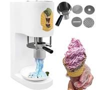 GBHJJ Macchina Automatica per Gelato, Macchina Elettrica per Gelato agli Spaghetti da 80 W, con 4 Diverse Forme di Stampo, Macchina per Gelato Soft da Banco per Feste e Catering,White