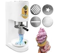 GBHJJ Macchina per Noodle e Gelato Commerciale, Gelatiera da 80 W, 30 L/H, Macchina per Dessert Fai da Te con Crema di Frutta, con 4 Diverse Forme di Stampo per Noodle in Acciaio Inossidabile,White