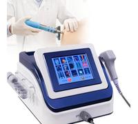 GBHJJ Massaggiatore extracorporeo a Onde d'urto per alleviare Il Dolore Muscolare, Strumento per Fisioterapia, con 5 testine massaggianti e Schermo HD, 0,5-8,0 Bar, frequenza: 1-22 Hz,Blue