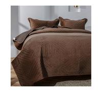 GBHMJU Copriletto Matrimoniale 220x240cm 240x250cm Copriletto Trapuntato Estivo in A Velluto/B-Cotone Lavato Trapuntino Set da 3 Pezzi(Brown,220x240cm+48x74cm x2)