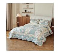 GBHMJU Copriletto Trapuntato Matrimoniale Trapuntin in 100% Cotone Set 3 Pezzi Trapunta Estivo 230x250cm con 2 Federe(Blue)