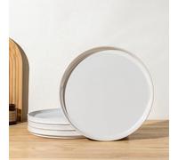 GBhome Set di 4 piatti da colazione e dessert in gres porcellanato, resistenti ai graffi, adatti per lavastoviglie e microonde, insalata/piccoli piatti, colore: beige