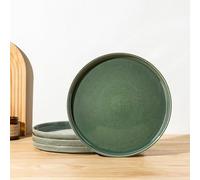 GBhome Set di 4 piatti da colazione e dessert in gres porcellanato, resistenti ai graffi, adatti per lavastoviglie e microonde, insalata/piccoli piatti - Evergreen