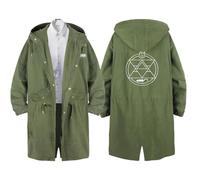 GBHUADFP Cappotto da Uomo Fullmet-al Alchemi-st, Elegante Invernale Trench, Giacca Autunnale Trenchcoat(Green5,XL)