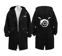 GBHUADFP Cappotto da Uomo Fullmet-al Alchemi-st, Elegante Invernale Trench, Giacca Autunnale Trenchcoat(Black 5,M)