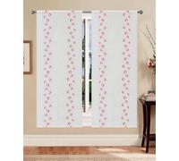 GBiancheria Coppia Tende a Pannello Leda Ricamate con Fiori Verticali Tessuto Semitrasparente per Finestre e Portefinestre Bordo a Smerlo Passanti per Bastoncino (Rosso, 60x150 cm)