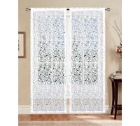 GBiancheria Coppia Tende a Vetro Beatrice Dévoré con Motivo Cuori Colore Bianco Natural, Tessuto 100% Poliestere, Effetto Trasparente e Luminoso Misure 60x150 cm e 60x240 cm (60 x 240 cm)