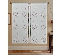 GBiancheria Coppia Tende Cuore Fabia 60x150 60x240 per FINESTRE E PORTEFINESTRE PRONTE da Appendere (Bordeaux, 60x150)