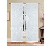 GBiancheria Coppia Tende Lorella con Stampa Metallizzata color Argento 60x150 60x240 per Finestre e Portefinestre Pronte da Appendere (60x240 cm)