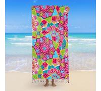 GBiancheria Telo Mare Pareo Stampato con Frange mis. 100x170cm, tessuto superiore 100% Cotone, Inferiore 100% Micro Spugna (Dis. 2)