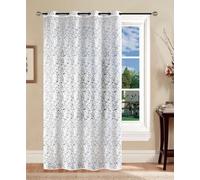 GBiancheria Tendaggio con Anelli Beatrice Dévoré Bianco Natural 140x290 cm - Tenda Lunga con Motivo Cuori, Tessuto 100% Poliestere Semi-Trasparente - 1 o 2 Pannelli per Soggiorno e Camera (2)