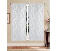 GBiancheria Tende a pannello Madrid 60 cm - coppia tende semitrasparenti in jacquard moderne ed eleganti, disponibili in vari colori, facili da lavare e subito pronte da appendere (Bianco, 60x150 cm)