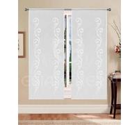 GBiancheria Tende a Pannello Semitrasparenti Matilde B1 - Coppia Tende per Finestra e Portafinestra, Jacquard Ricamato con Tasca per Bastoncino, Bianco o Tortora (Bianco, 60×150 cm)