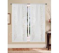 GBiancheria Tende a Pannello Semitrasparenti Matilde B1 - Coppia Tende per Finestra e Portafinestra, Jacquard Ricamato con Tasca per Bastoncino, Bianco o Tortora (Tortora, 60×150 cm)