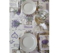 GBiancheria Tovaglia da tavola Stampata in 100% Cotone con TOVAGLIOLI Dis. LAVANDA Adatta per l'uso quotidiano Prodotto Ideato, Tessuto e Confezionato in Italia (Per 12 Persone 140x240cm)
