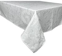 GBiancheria Tovaglia Elegante in Fiandra di Cotone Damascata, Stile Classico Col. Bianco 100% Made in Italy (Rettangolare 150x250cm)