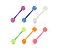 GBJUK Confezione da 6 Barbell per capezzoli Bio Flex con sfere che si illuminano al buio, PTFE