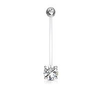 GBJUK Piercing per ombelico in bioflex con gemma trasparente da 14 g, per gravidanza, gioiello per piercing premaman, 1.6mm (14 gauge) x 25mm Long, Plastica, Zirconia cubica